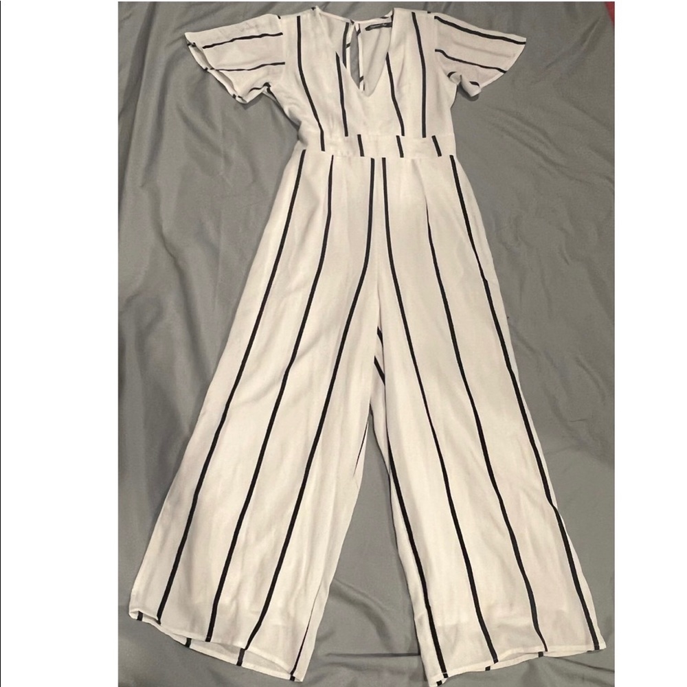 Love tree striped jumpsuit